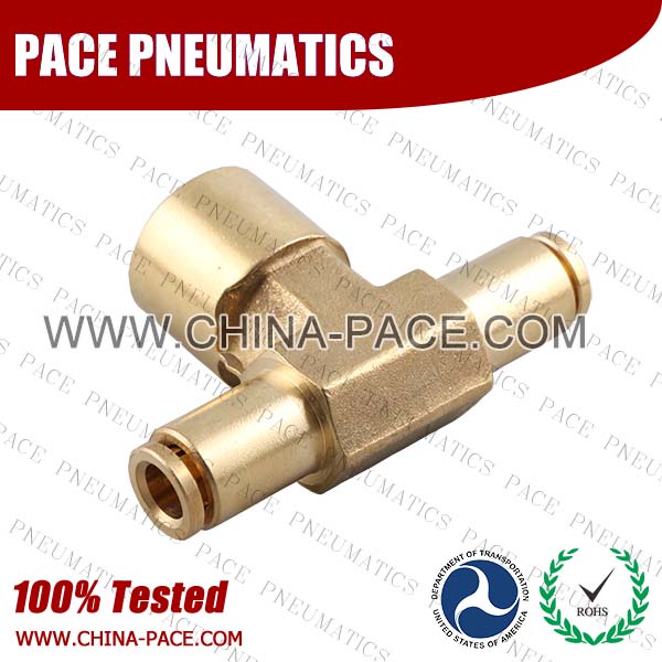Female Branch Tee DOT push To Connect Fittings, DOT air brake fittings, DOT push in fittings
